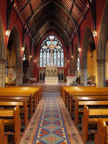 Nave showing decorative tiled floor